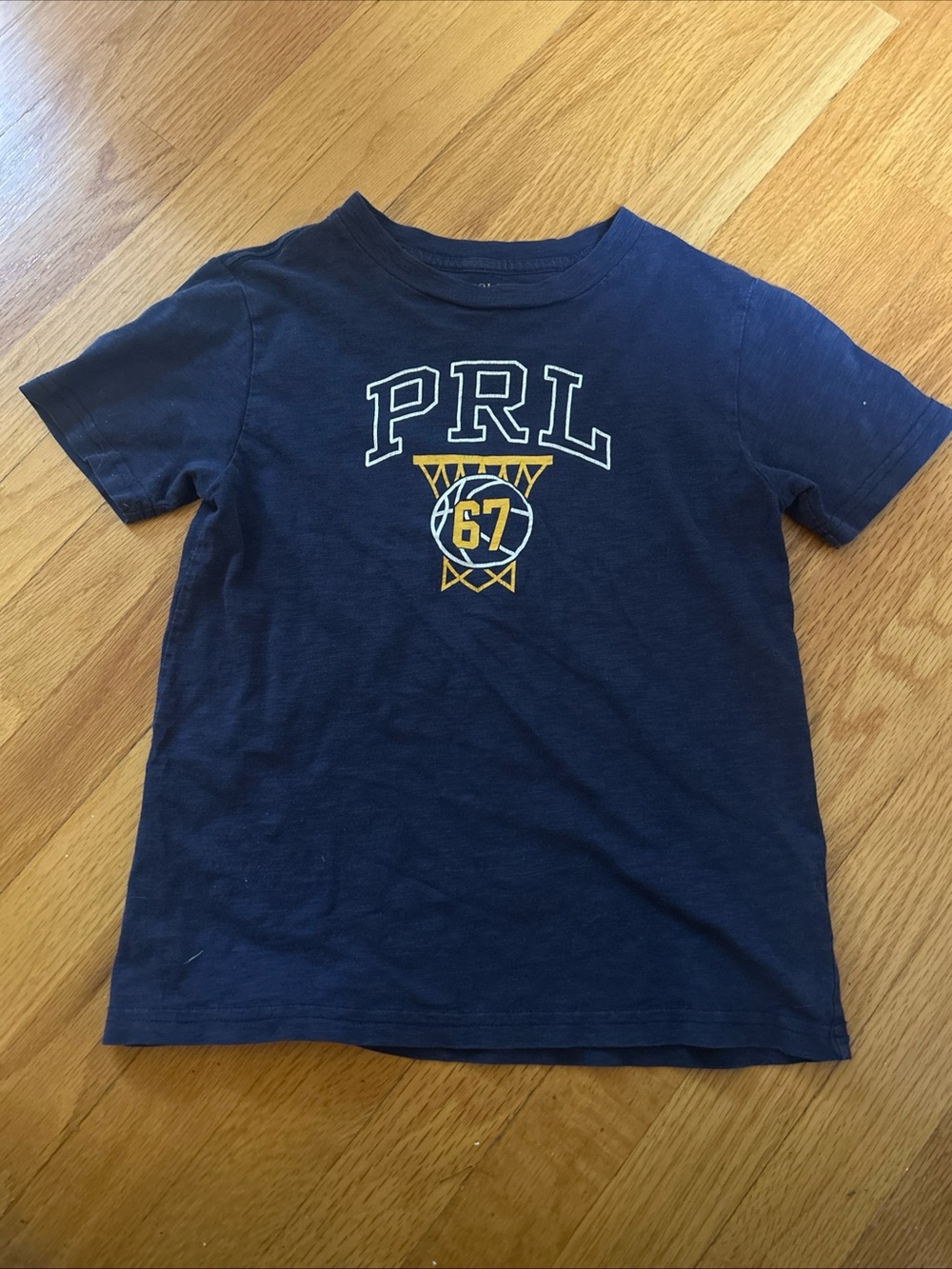 Polo by Ralph Lauren Navy Short Sleeve Graphic Tee with Yellow Detail